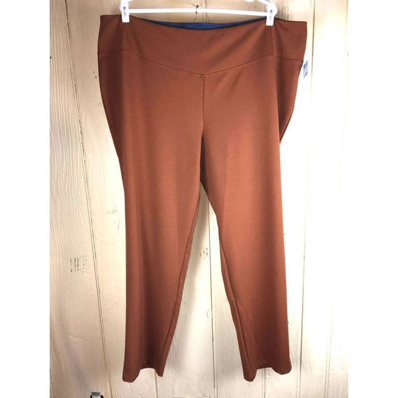 Women With Control Pants Womens 3X Petite Bootcut Tummy Slims Copper Brown 3XP - Picture 3 of 10